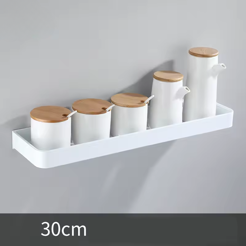 White / Black Kitchen Storage Rack Shelf Spice Bottle Rack Space Aluminum Multi-function Shelf Towel Bar Hook