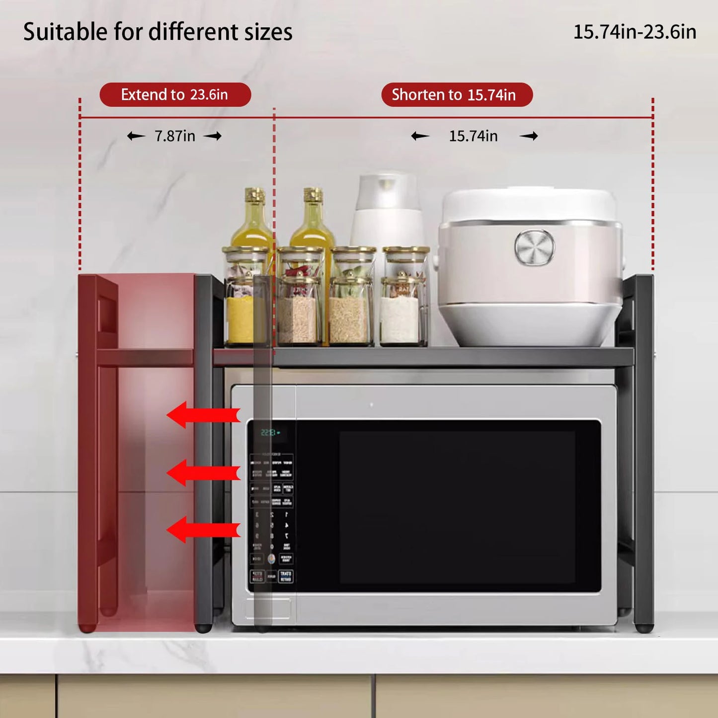 Expandable 42-64cm Microwave Countertop Organizer,Tableware Storage