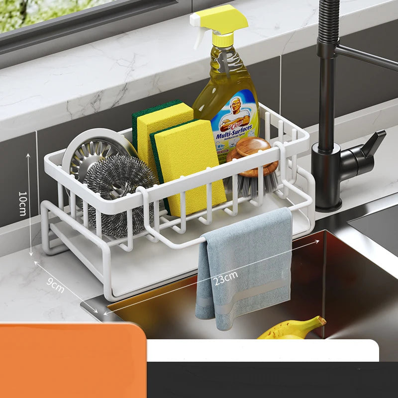 Sink Cleaning Tools Storage Holder Kitchen Stainless Steel Drain Rack for Sponge Cleanser Organizer Rag Hanger